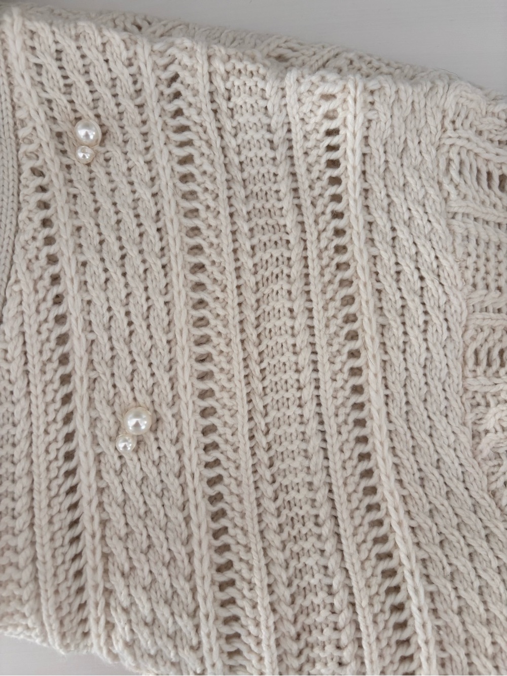 FUTURE COLLECTIVE Oversized Chunky Cardigan Sweater w/ Faux Pearl Accents Sz XX - Picture 9 of 12